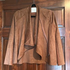Altar’d State women’s drape front faux suede jacket